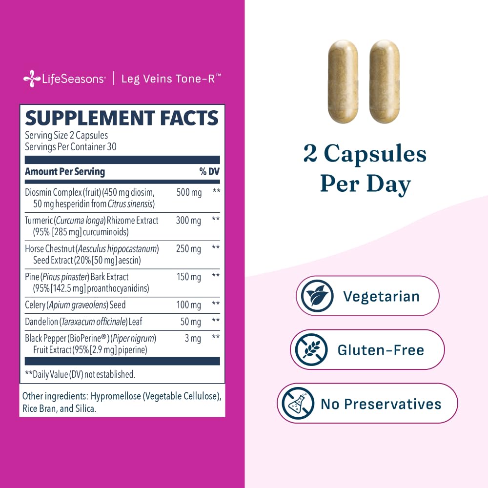 LifeSeasons Leg Veins Tone-R Capsules, 60 Capsules