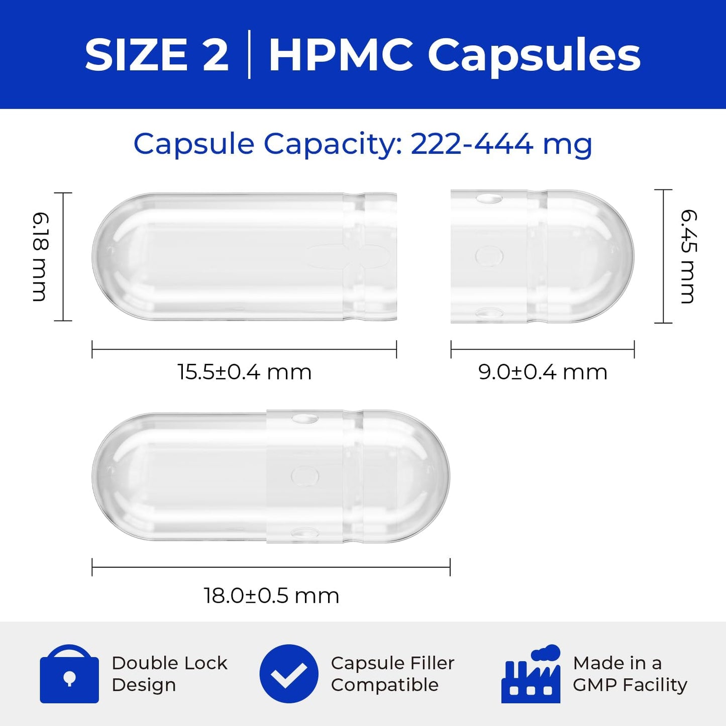 ATLEMISME Empty Vegan Capsules Size 2, 1000-Count Capsules