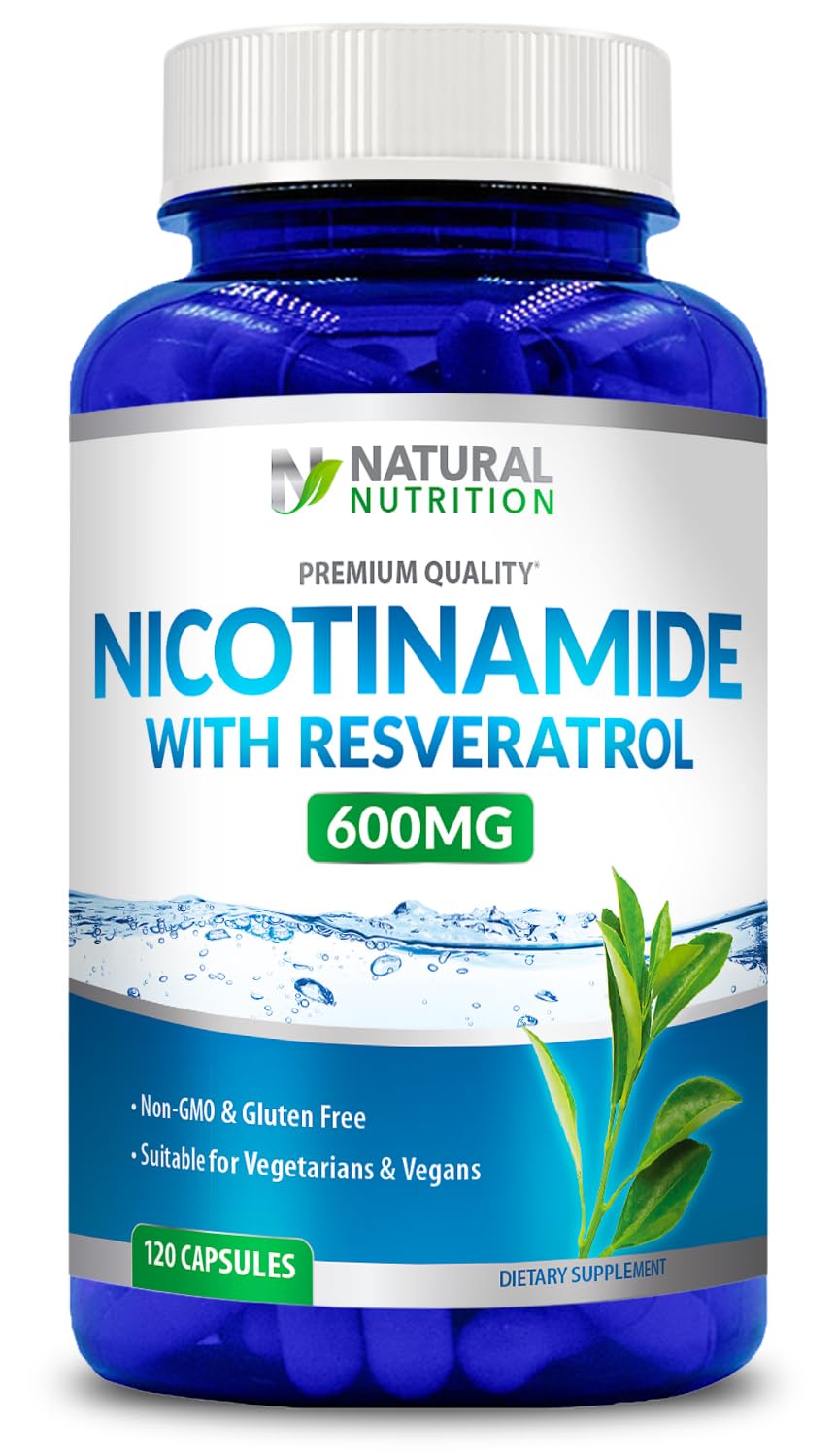 Generic Natural Vitamin Nicotinamide with Resveratrol 600mg (Vitamin B-3) 120 Veggie Capsules