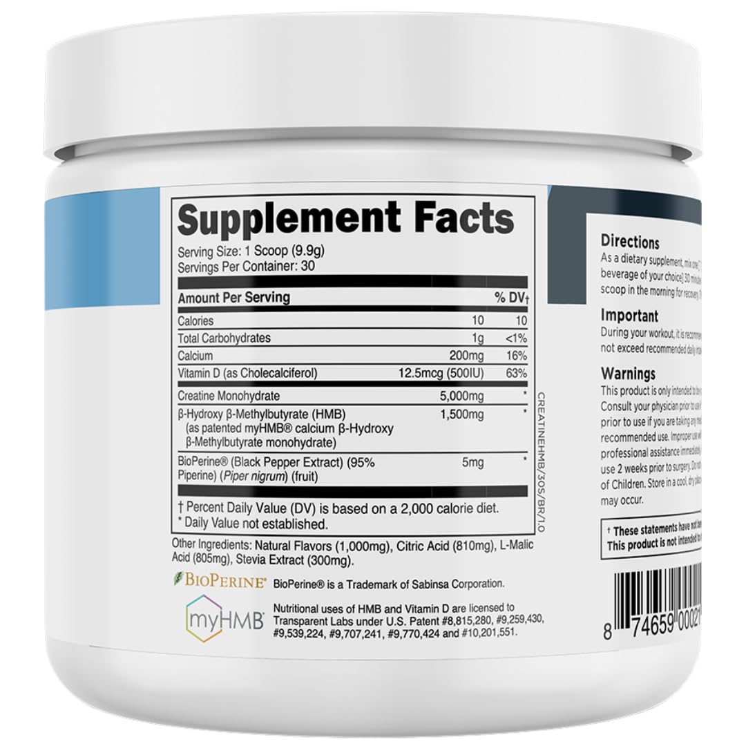 Transparent Labs Creatine Monohydrate with HMB Powder 10.4 oz