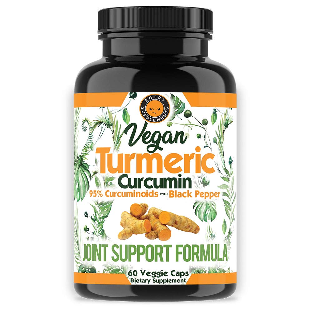 Angry Supplements Vegan Turmeric Curcumin with Black Pepper Extract Capsules, 60 Capsules