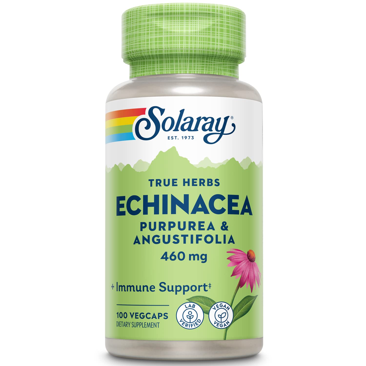 SOLARAY Echinacea Angustifolia & Purpurea Root Capsules 100 Count