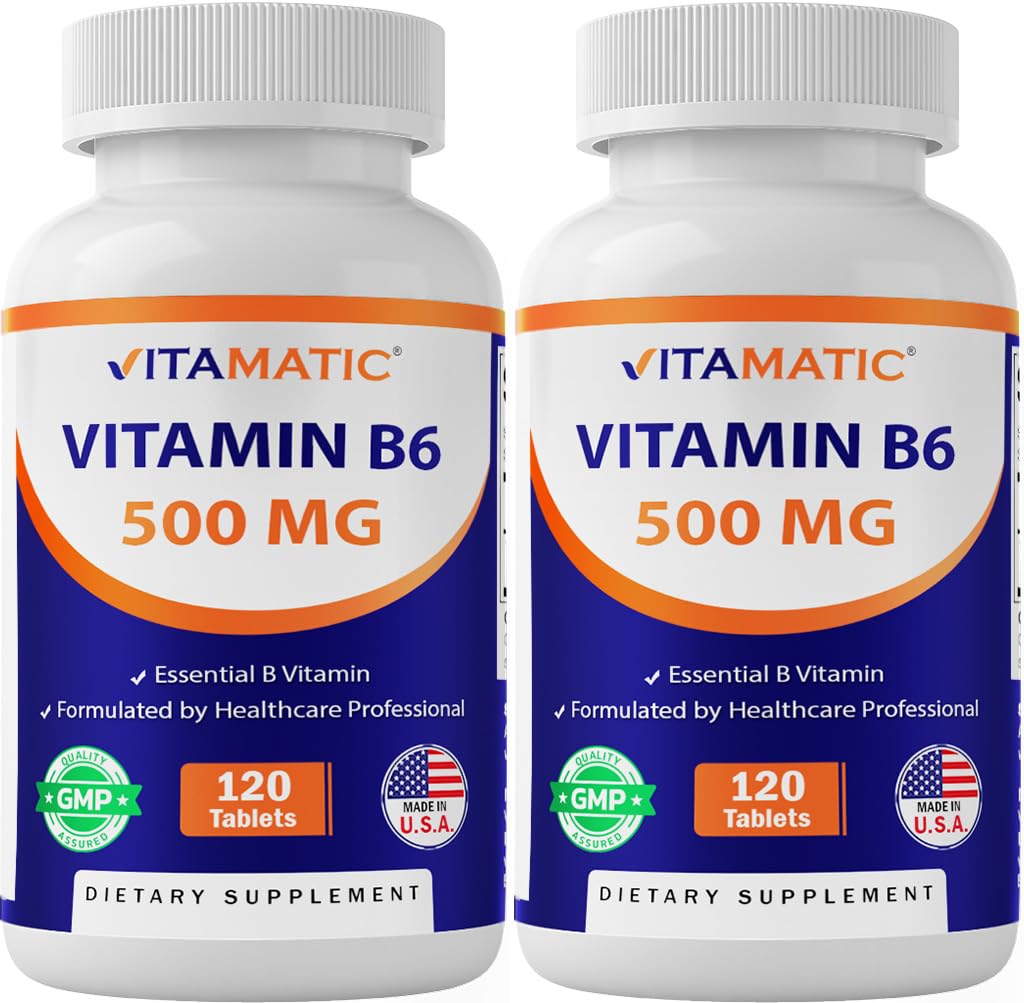 Vitamatic Vitamin B6 (Pyridoxine HCI) 500 mg Tablet, 240 Tablets
