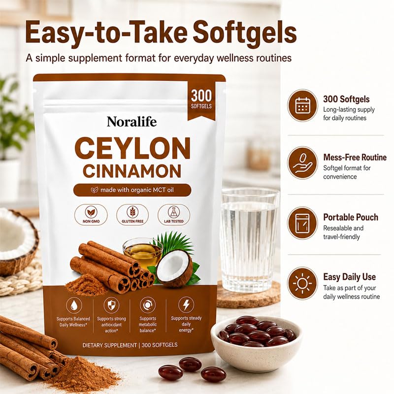 Yuki Growth Noralife Ceylon Cinnamon Premium Organic MCT Oil Capsule 300 Count