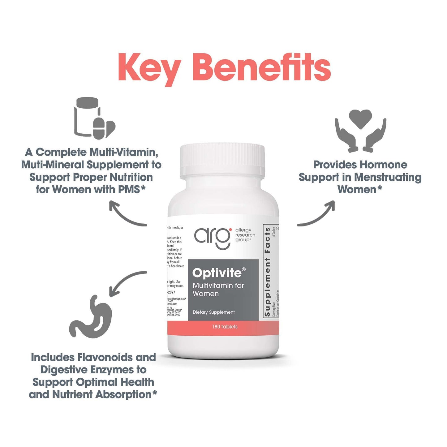 Optimox ARG Optivite Women’s Multivitamin Multimineral Tablet 180 Count