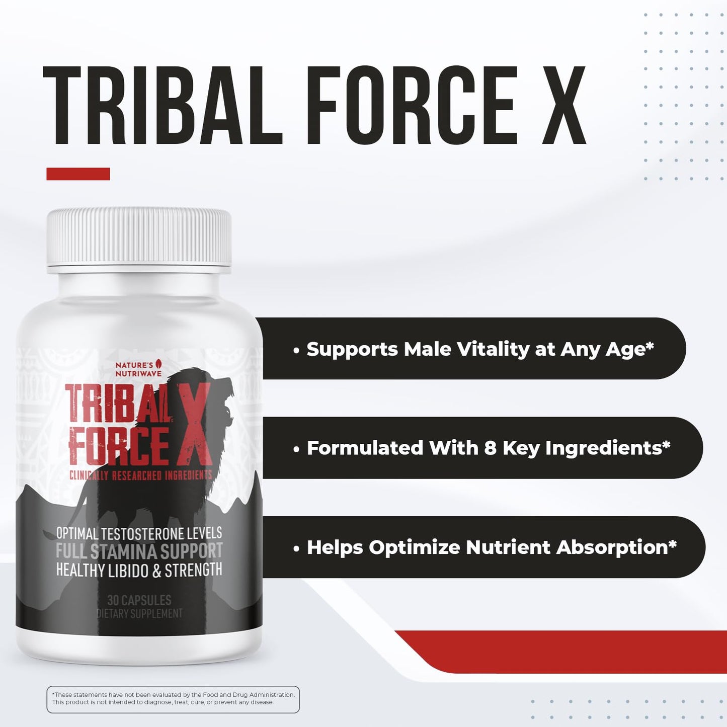 Nature’s NutriWave TribalForce X Daily Botanical Supplement with Ginkgo Biloba, Bacopa & Amino Acids, 30 Capsules