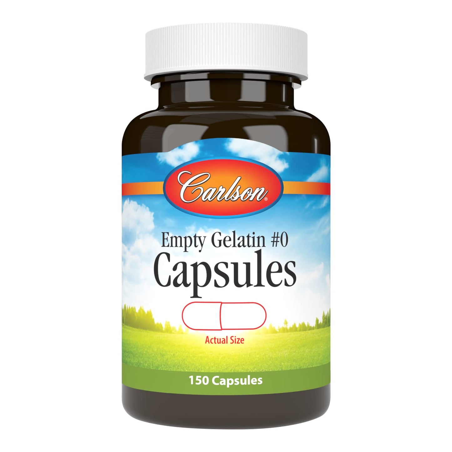 Carlson Empty Gelatin #0 Medium-Small Capsules, 150 Capsules