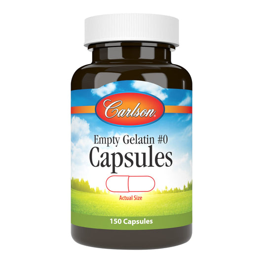 Carlson Empty Gelatin #0 Medium-Small Capsules, 150 Capsules