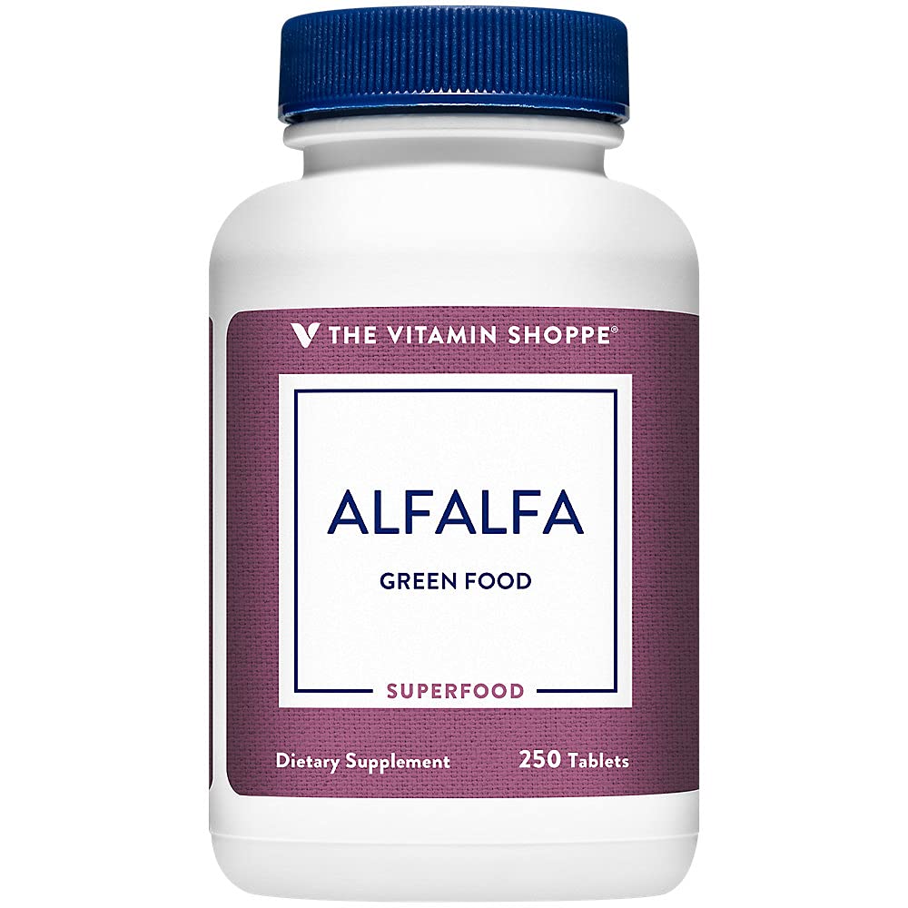 The Vitamin Shoppe Alfalfa 500 Natural Green Food Supplement, Tablets, 250 Tablets