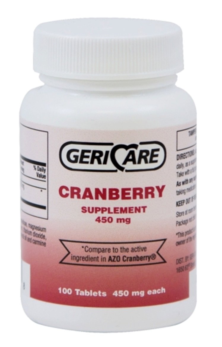 GeriCare Cranberry Supplement Tablets, 450 mg, 100 Tablets
