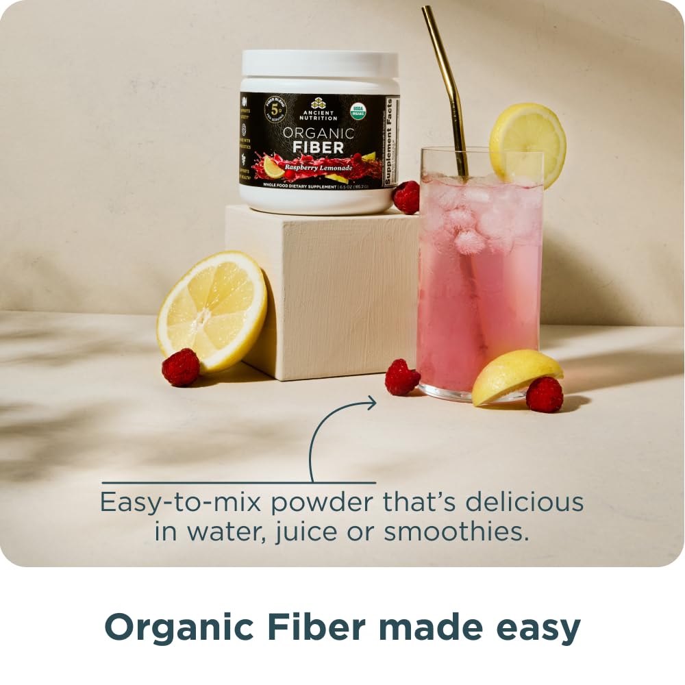 Ancient Nutrition Organic Acacia Fiber Raspberry Lemonade Powder 6.7 Ounce