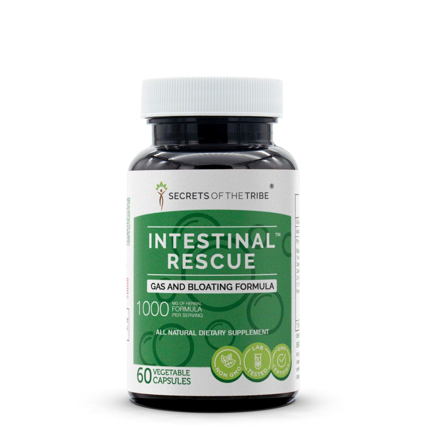 Secrets of the Tribe Intestinal Rescue, Gas and Bloating Formula Capsules, 60 Count