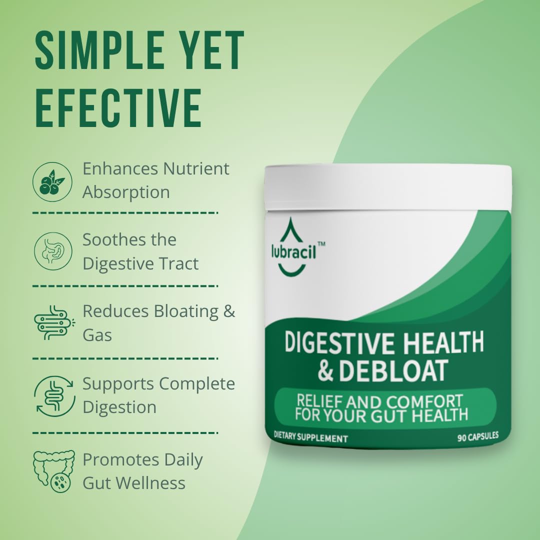 Lubracil Digestive Health & Debloat Formula for Women Capsules, 90 Count