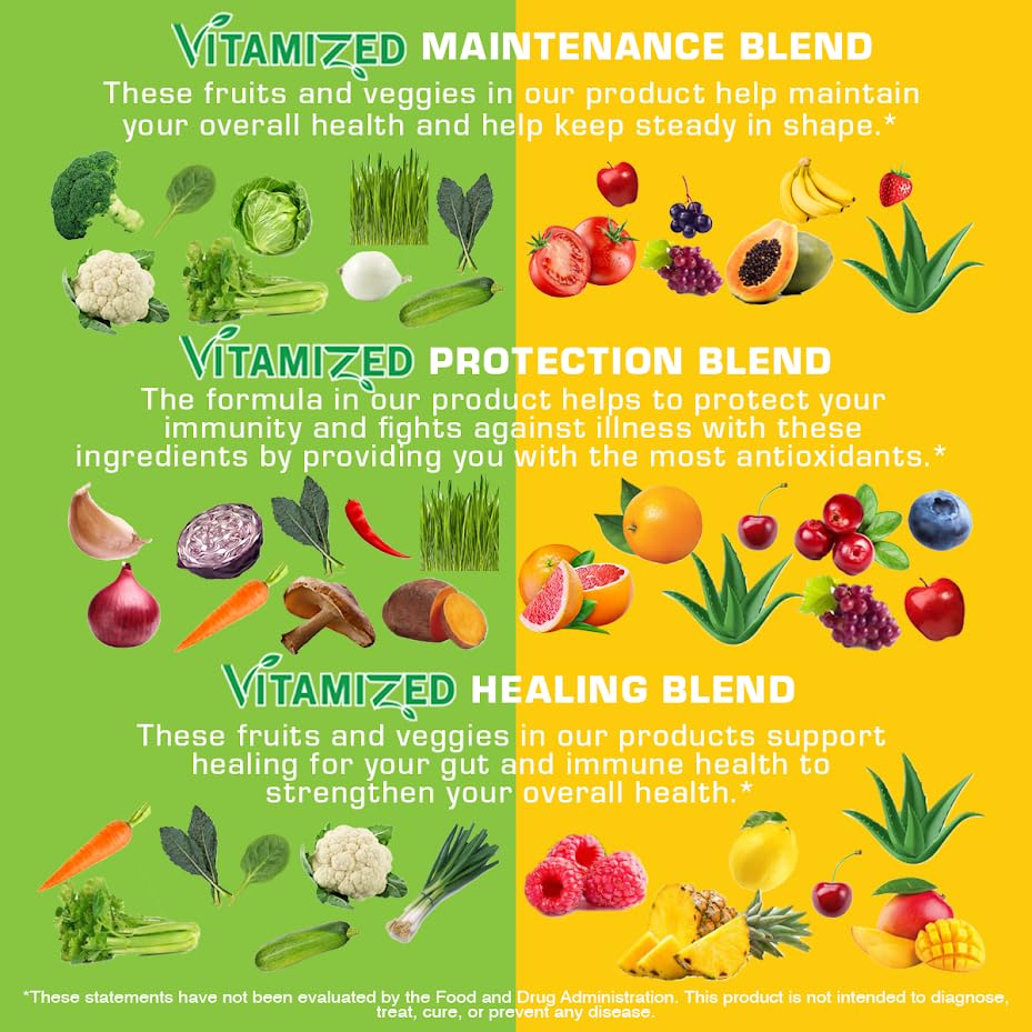 VITAMIZED 38 Fruits and Vegetables Supplement For Overall Health & Energy Capsules, 180 Count
