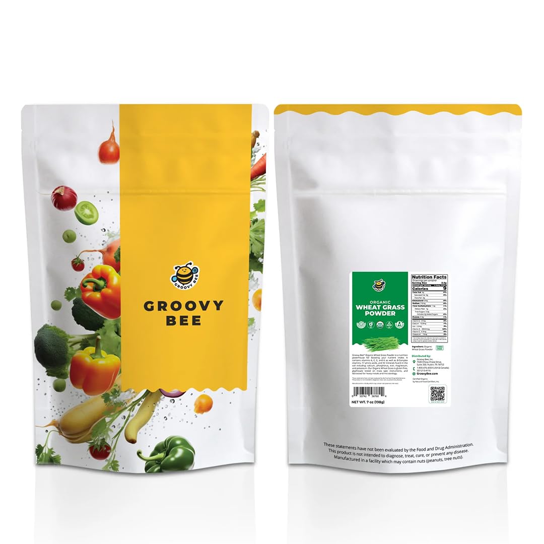 GROOVY BEE Organic Wheat Grass Powder 7 oz
