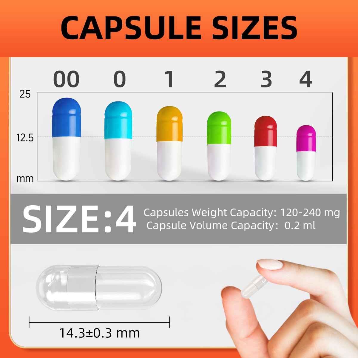CAPSLogist Empty Capsules Size 4, 100 Count