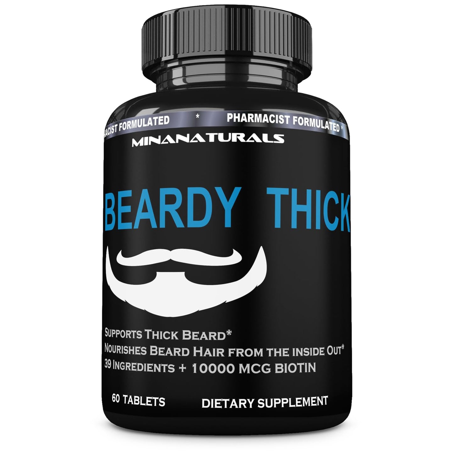 MINANATURALS BEARDY Thick Beard Growth Vitamins for Men Tablets, 60 Tablets