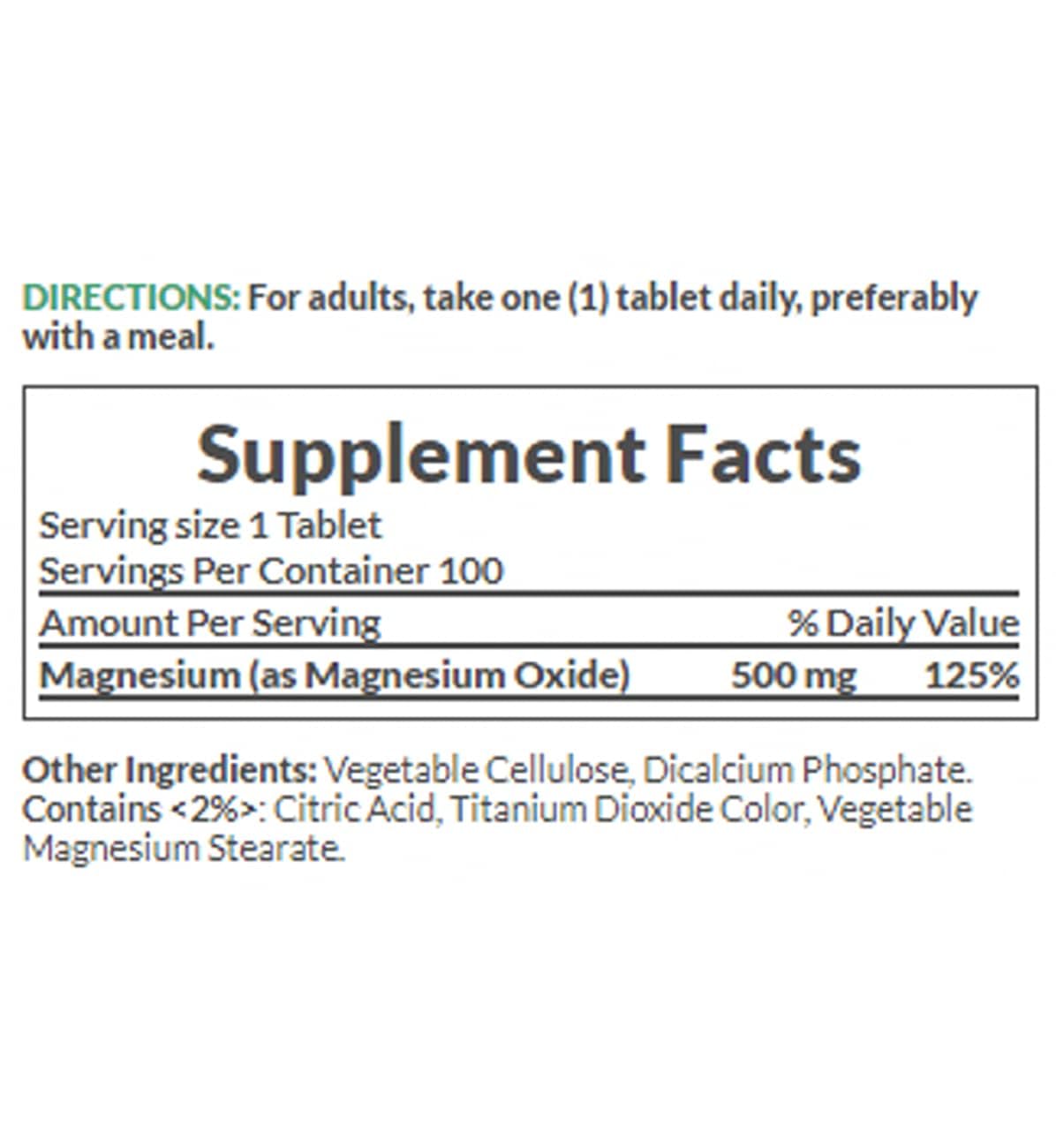 Nature's Bounty Magnesium 500 mg Tablets 100 Count