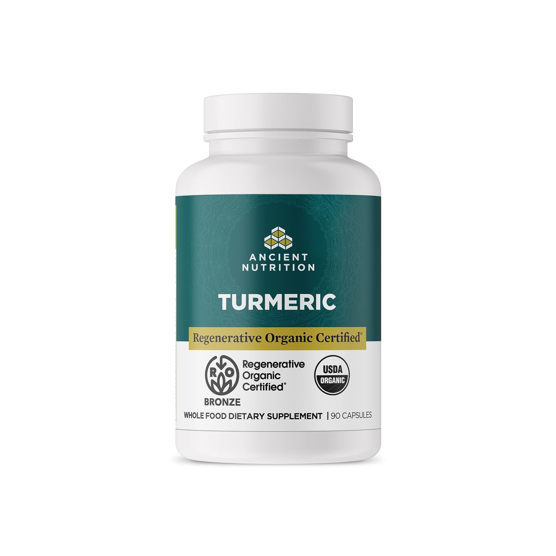 Ancient Nutrition Regenerative Organic Certified Turmeric Capsules 90 Count