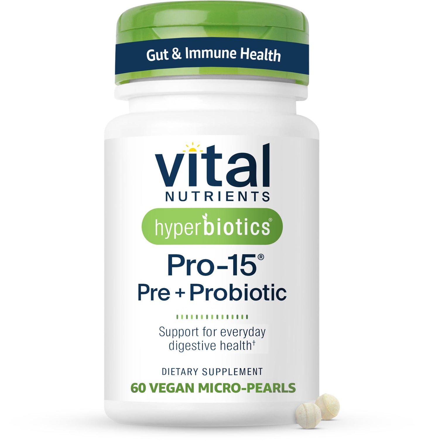 Hyperbiotics Vital Nutrients Pro-15 Prebiotics and Probiotics for Women and Men Tablets, 60 Count