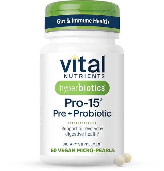 Hyperbiotics Vital Nutrients Pro-15 Prebiotics and Probiotics for Women and Men Tablets, 60 Count