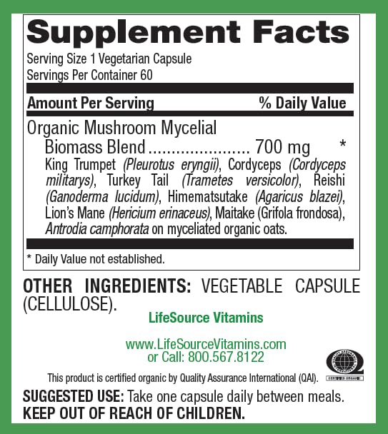 LifeSource Vitamins Mushroom Defense Mix Capsules 60 Veg Caps