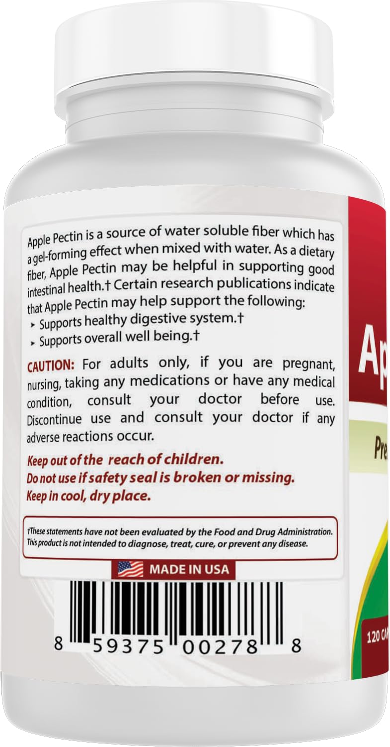 Best Naturals Apple Pectin 700 mg Dietary Fiber Intestinal Support 240 Capsules