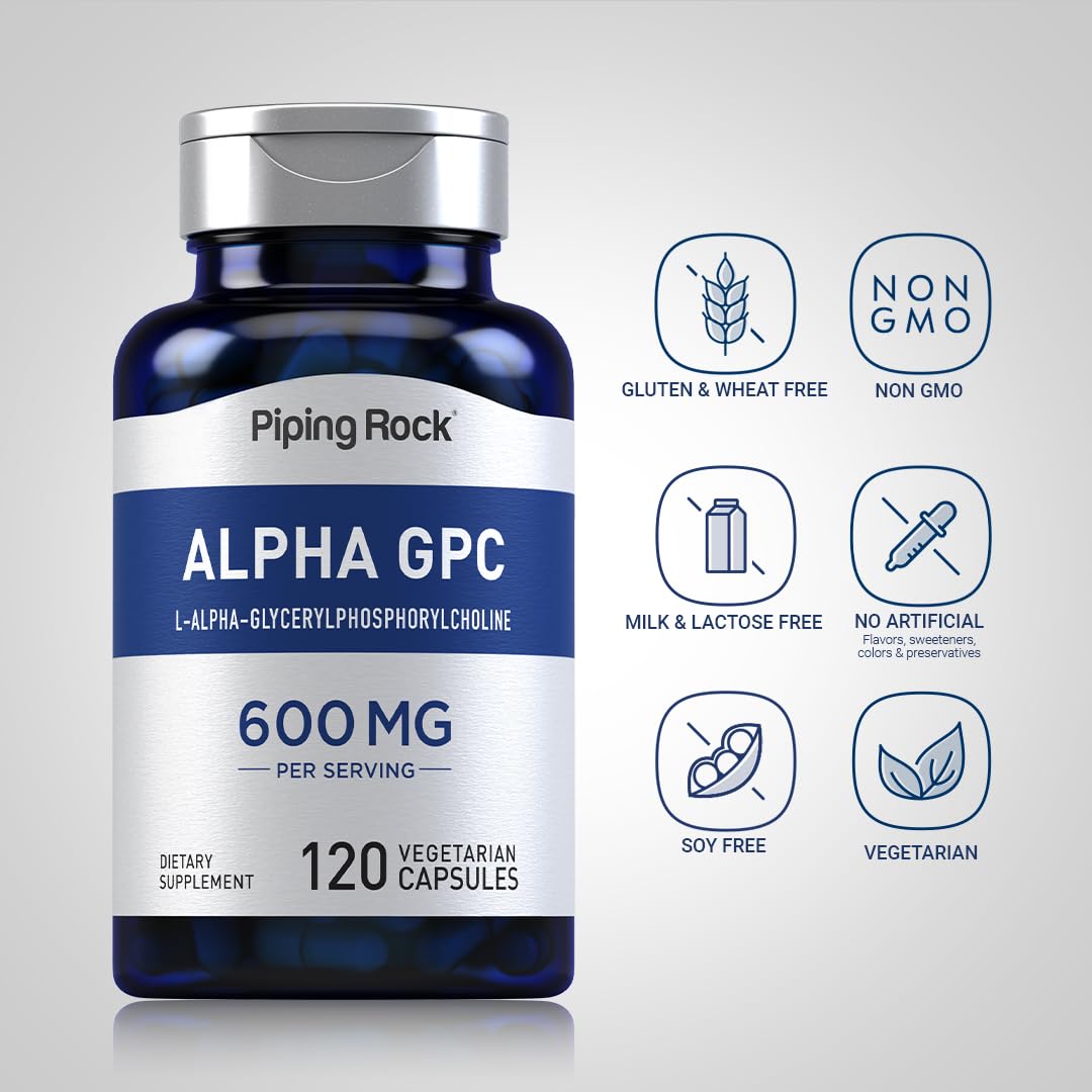 Piping Rock Alpha GPC 600 mg Capsule, 120 Count