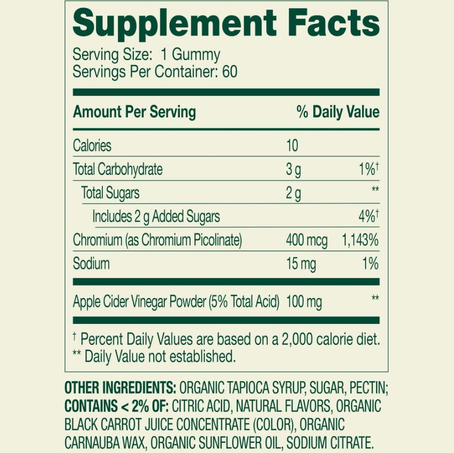 Generic Chromium Picolinate & Apple Cider Vinegar Capsules, 60 Count