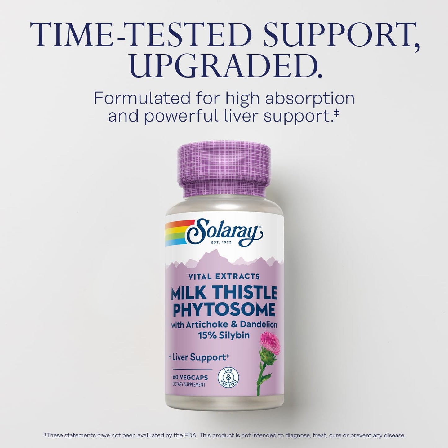Solaray Milk Thistle Phytosome with Artichoke, Dandelion, and Ginger Capsules 60 Count