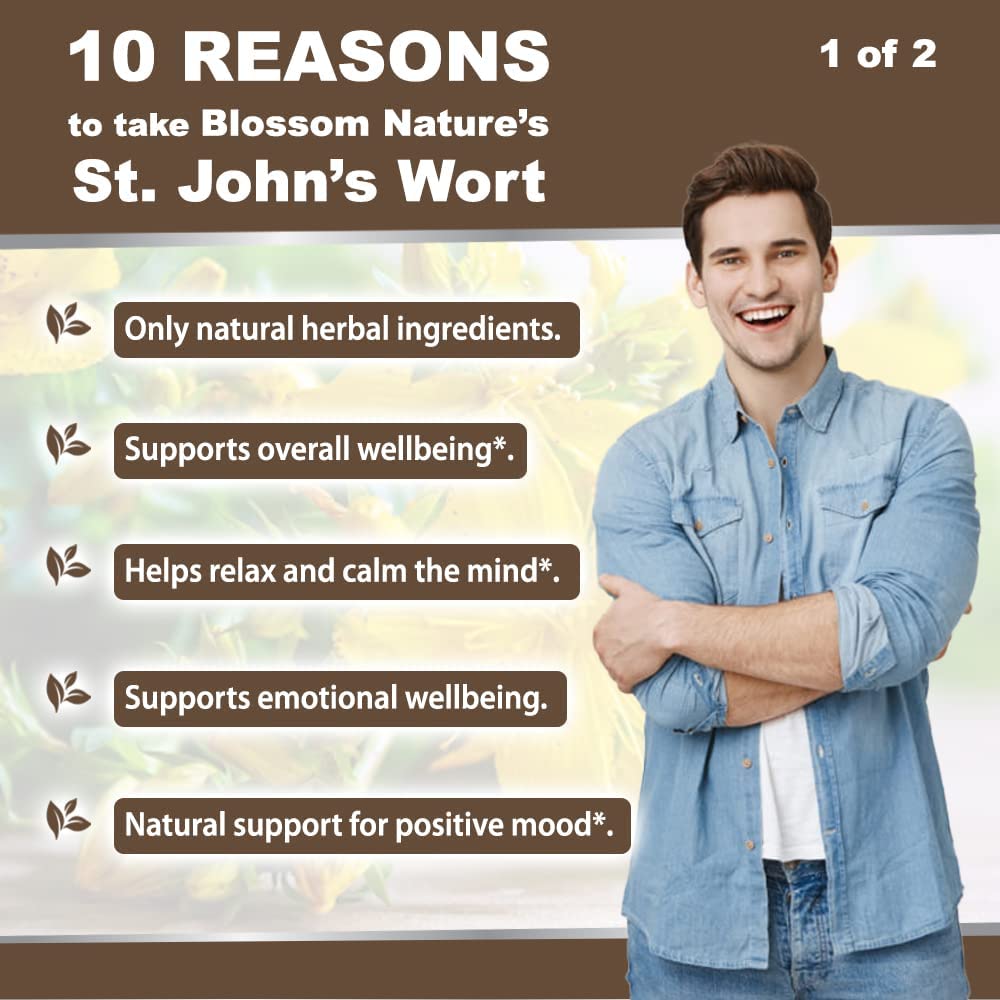 Blossom Nature St. John's Wort 900mg Mood Support Supplement Capsule, 120 Capsules