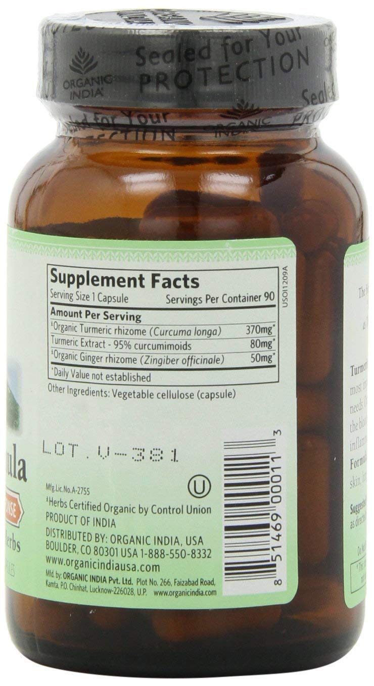 Organic India Turmeric Formula Capsules 6 Count