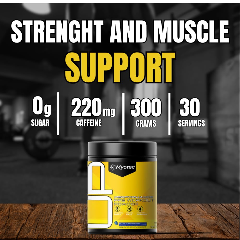 MYOTEC UP Mid Stimulant Pre Workout Powder 10.5 Ounce