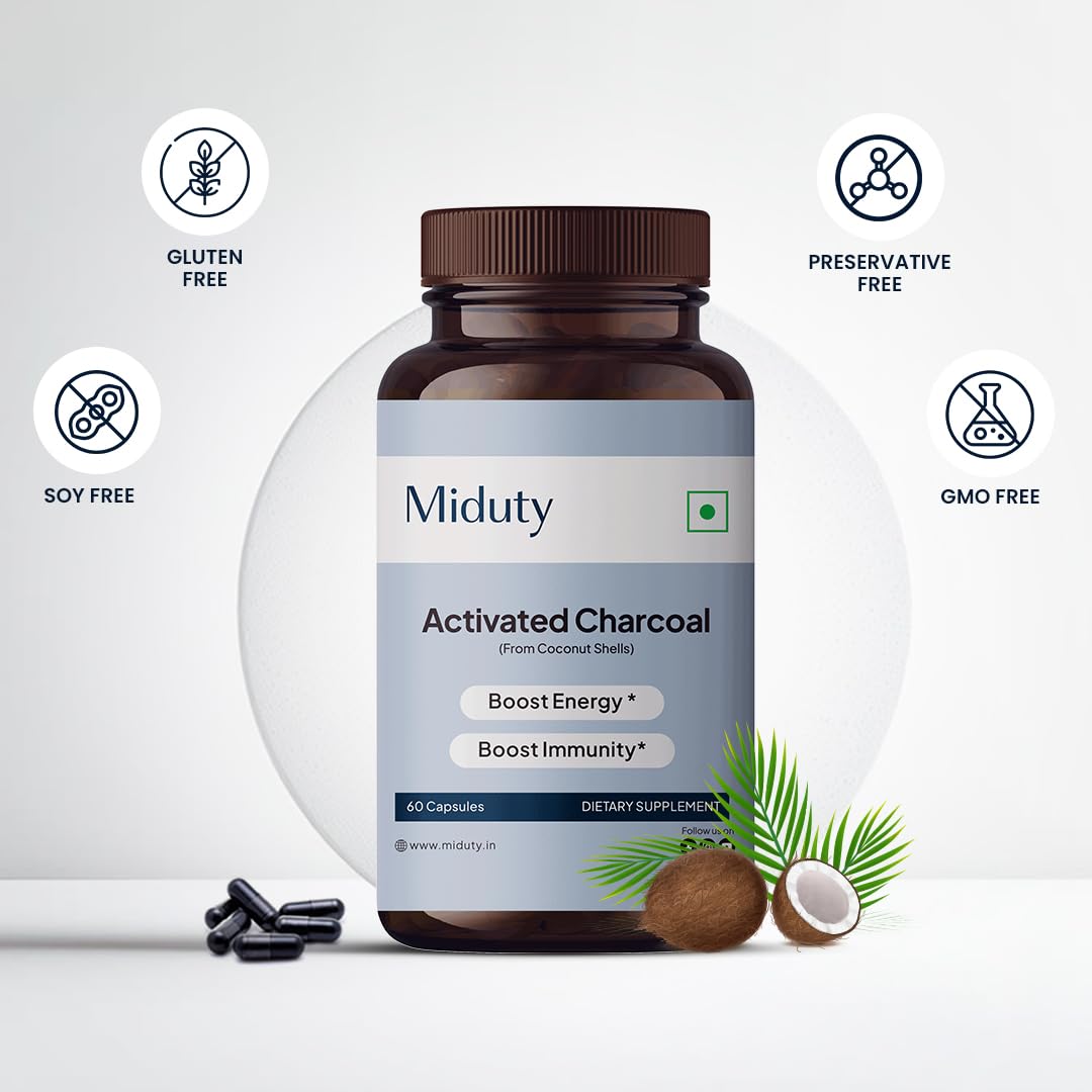Miduty Activated Coconut Charcoal 60 Capsules