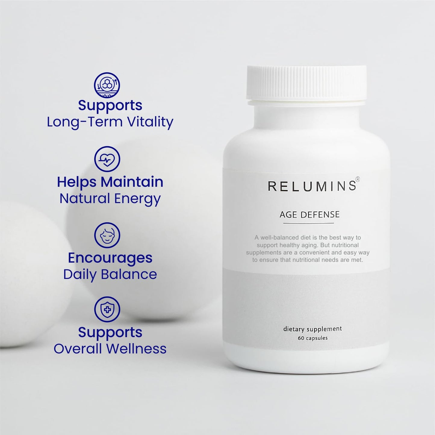 Relumins Age Defense NAD+ Supplement with NADH, CoQ10, Glutathione, Resveratrol, Fisetin, Curcumin & EGCG – Antioxidant Support, 60 Capsules