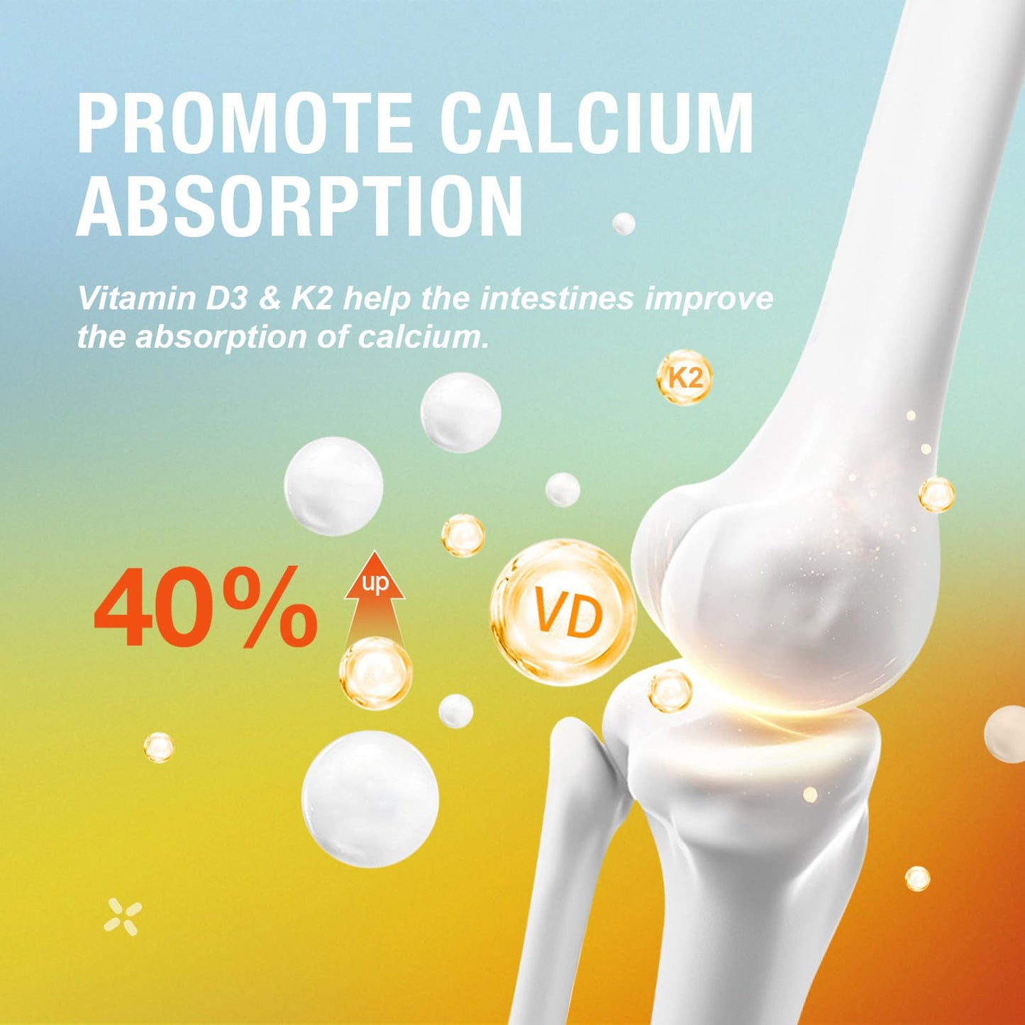 MSLOTAL Calcium Citrate Gummies 1200mg with Vitamin D3, B6, B12, Magnesium & Zinc, 120 Chews