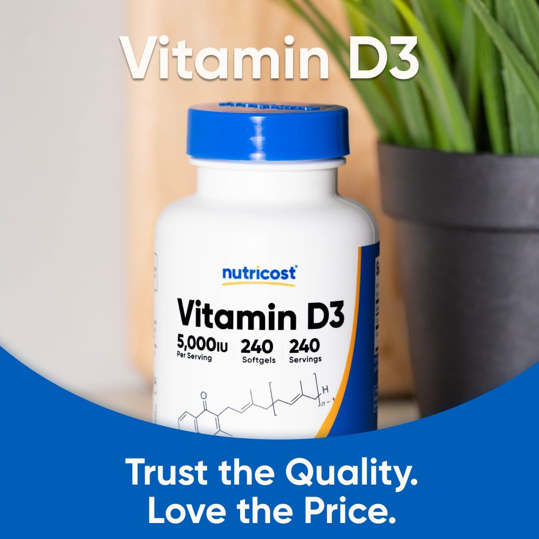 Nutricost Vitamin D3 5,000 IU (125mcg) Softgels, 240 Count