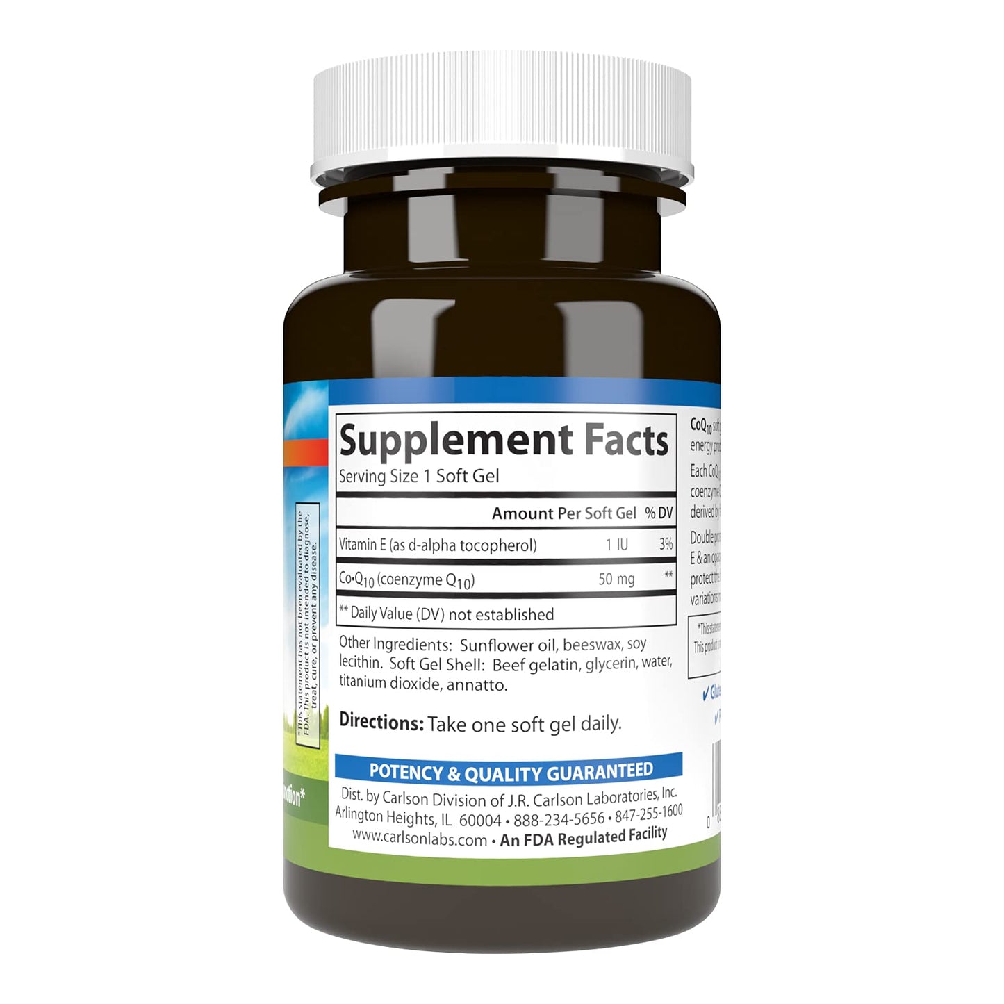 Carlson Co-Q10 Co-Enzyme Q10 50 mg Softgels, 120 Softgels