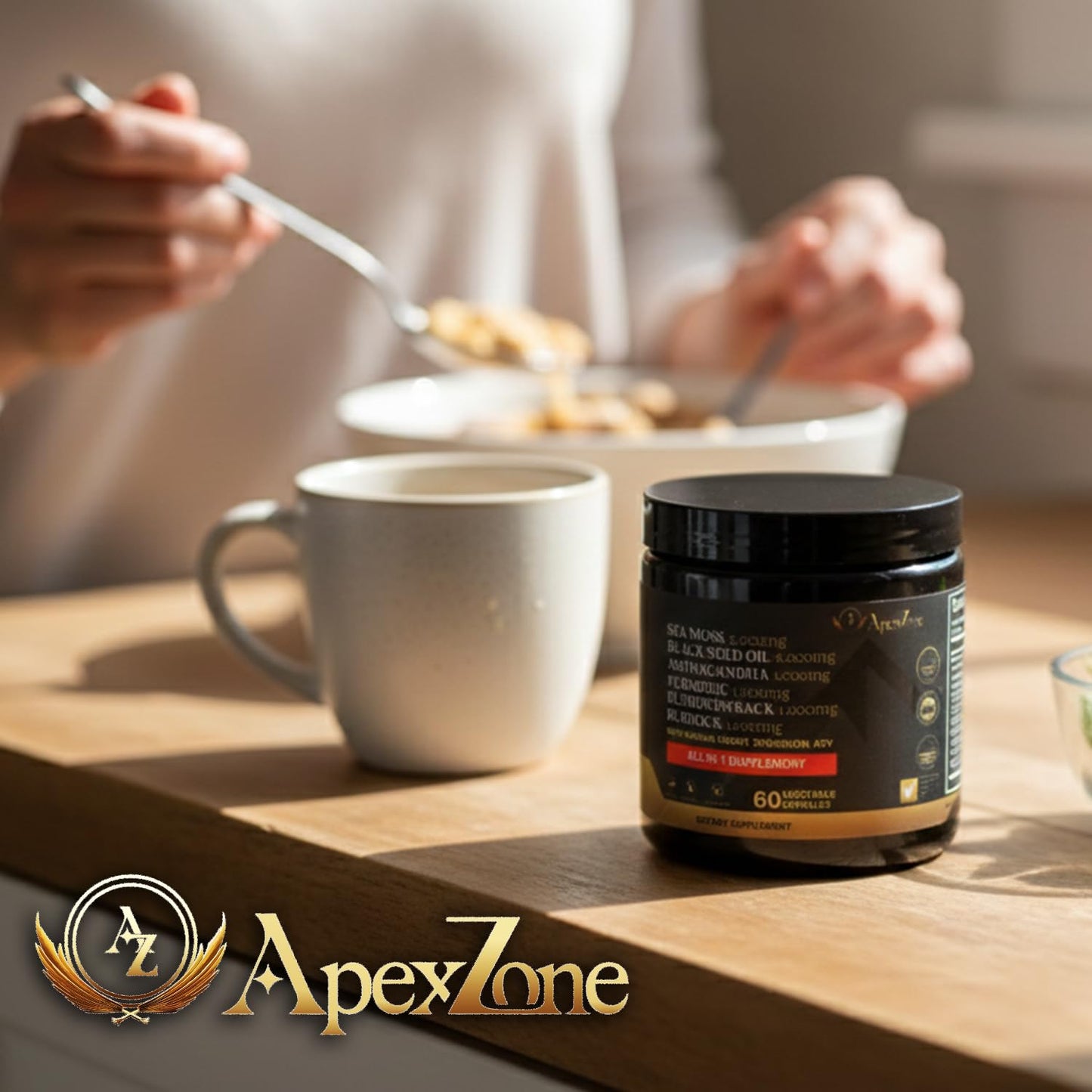 AZ ApexZone True Sea Moss Capsules Black Seed Oil Ashwagandha Burdock Root Tumeric Supplement with Manuka Honey Dandelion Root ACV - 60 Capsules