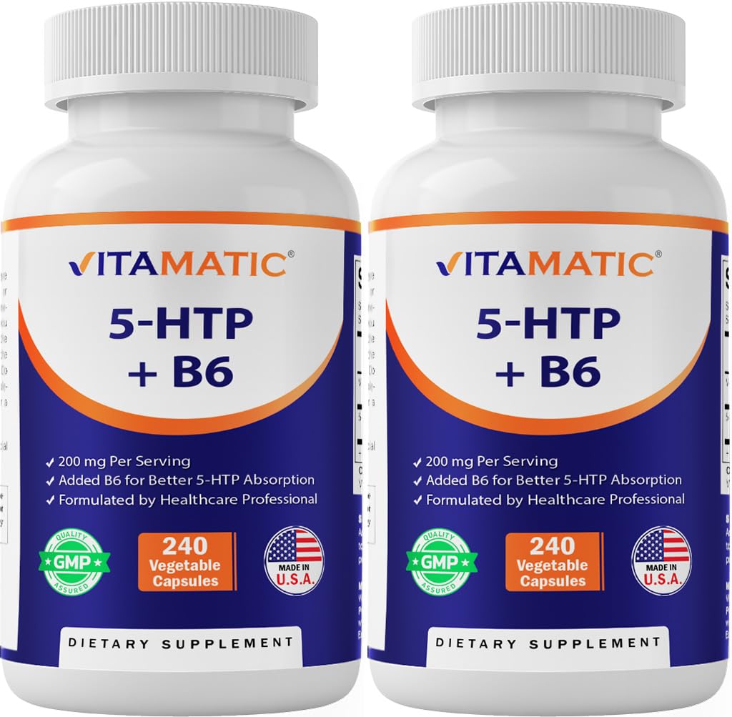 Vitamatic 5-HTP 200mg with B6 5mg Per Serving, 480 Capsules