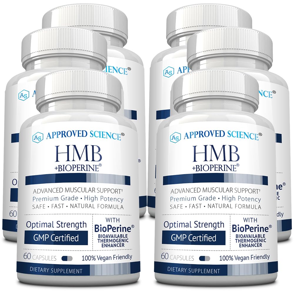 Approved Science HMB 1500mg High Potency Supplement with Calcium & BioPerine for Absorption - Muscle Health & Exercise Performance - 360 Capsules