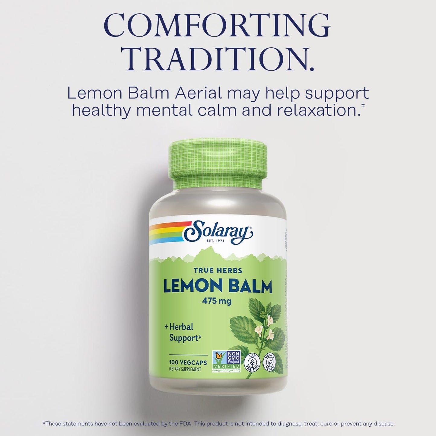 Solaray Lemon Balm 475 mg Capsules, 100 Count