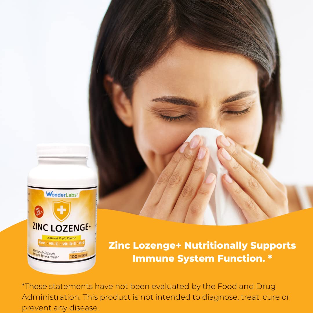Wonder Laboratories Zinc Lozenges with Vitamin C Tablets, 100 Tablets