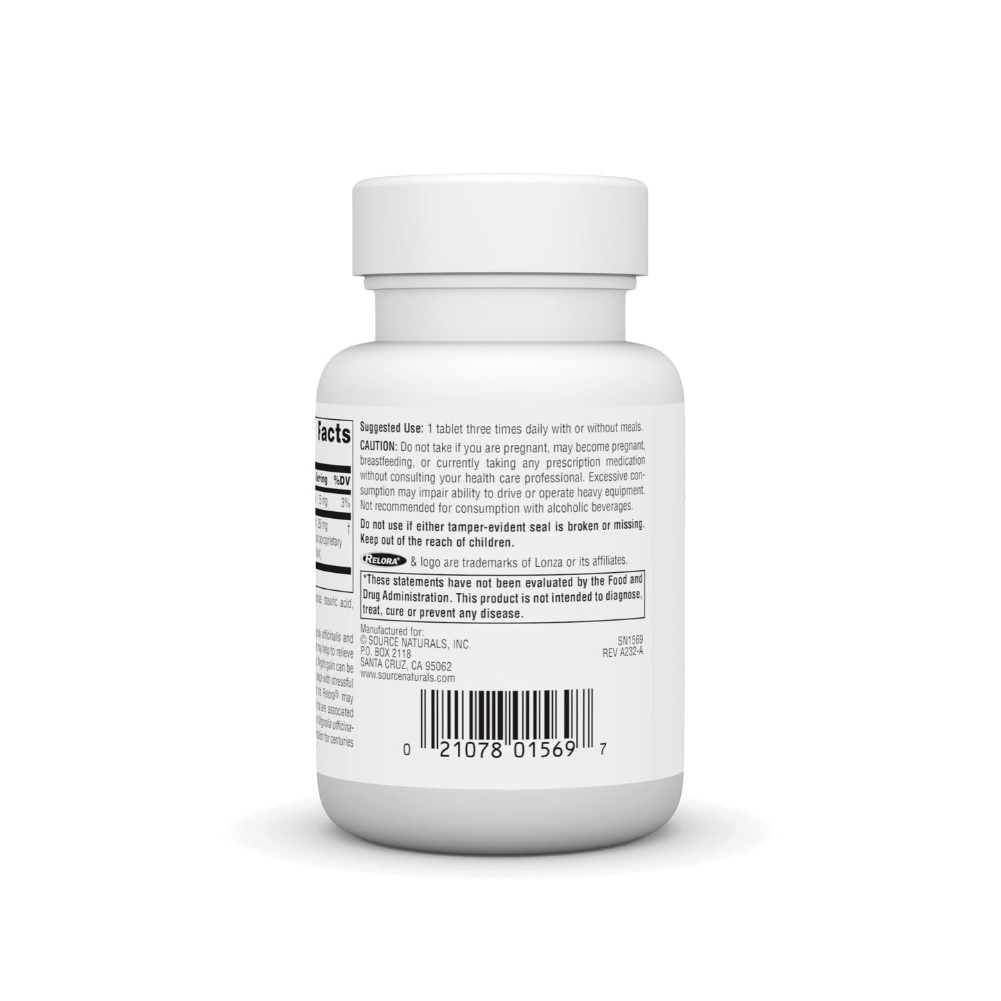 Source Naturals Relora 250 mg Promotes Healthy Eating Behavior and Muscle Relaxation Support, 90 Tablets