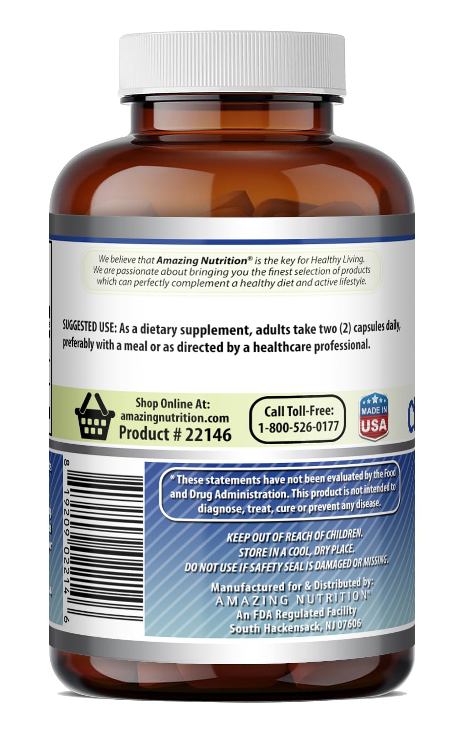 Amazing Nutrition Glucosamine Chondroitin MSM 1850 mg Per Serving Capsules, 120 Count