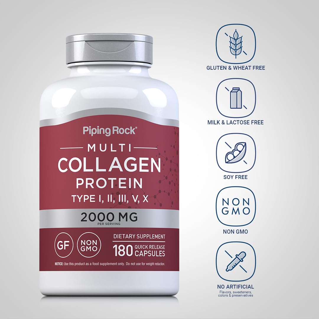 Piping Rock Multi Collagen Protein 2000mg Capsules 180 Count