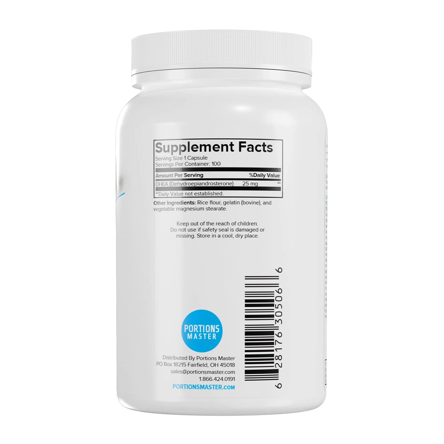 Portions Master DHEA 25mg Capsules, 100 Count