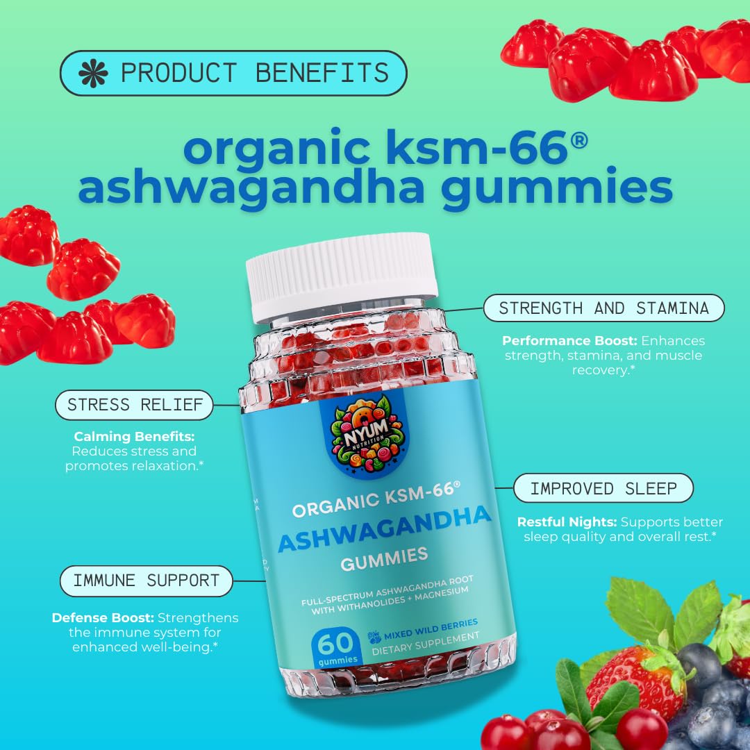Generic Nyum Nutrition Organic KSM-66 Ashwagandha Gummies 60 Count
