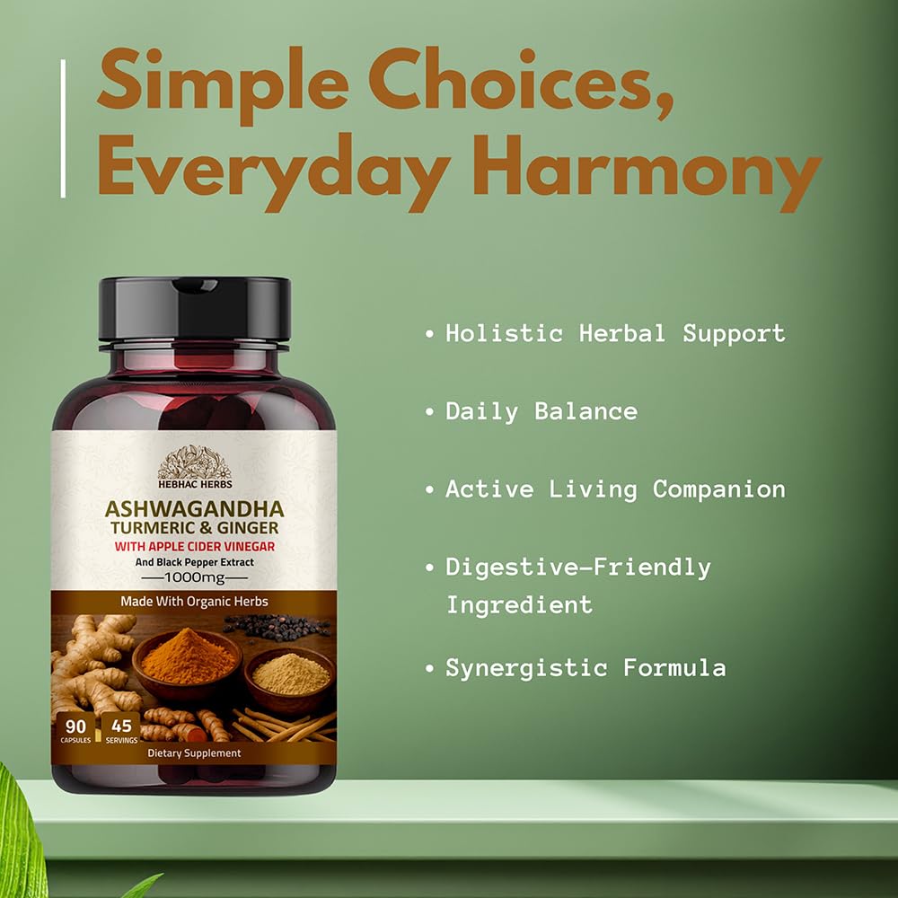 Hebhac Herbs Ashwagandha Capsules 1000mg, 1 Count
