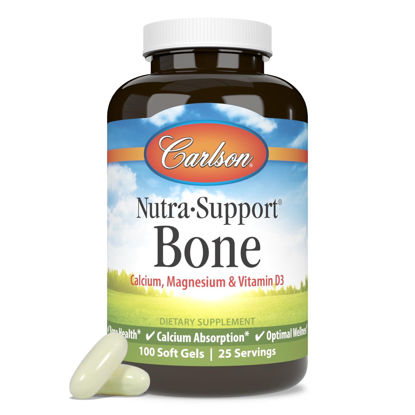 Carlson Nutra-Support Bone, Calcium, Magnesium & Vitamin D3 Softgels 100